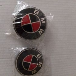 Bmw Black &Red Hood & Rear Emblems New Both $20