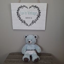 2013 Build-A-Bear Blue Teddy Bear Heart Accents BearBoxer 16.5" Stuffed Animal