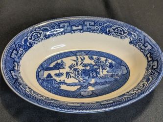 Vintage Blue Oval Serving Bowl 1939