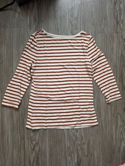 Striped Long Sleeve Boatneck Top
