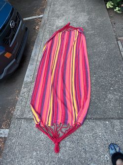 Striped Cotton Hammock with Rope Ends