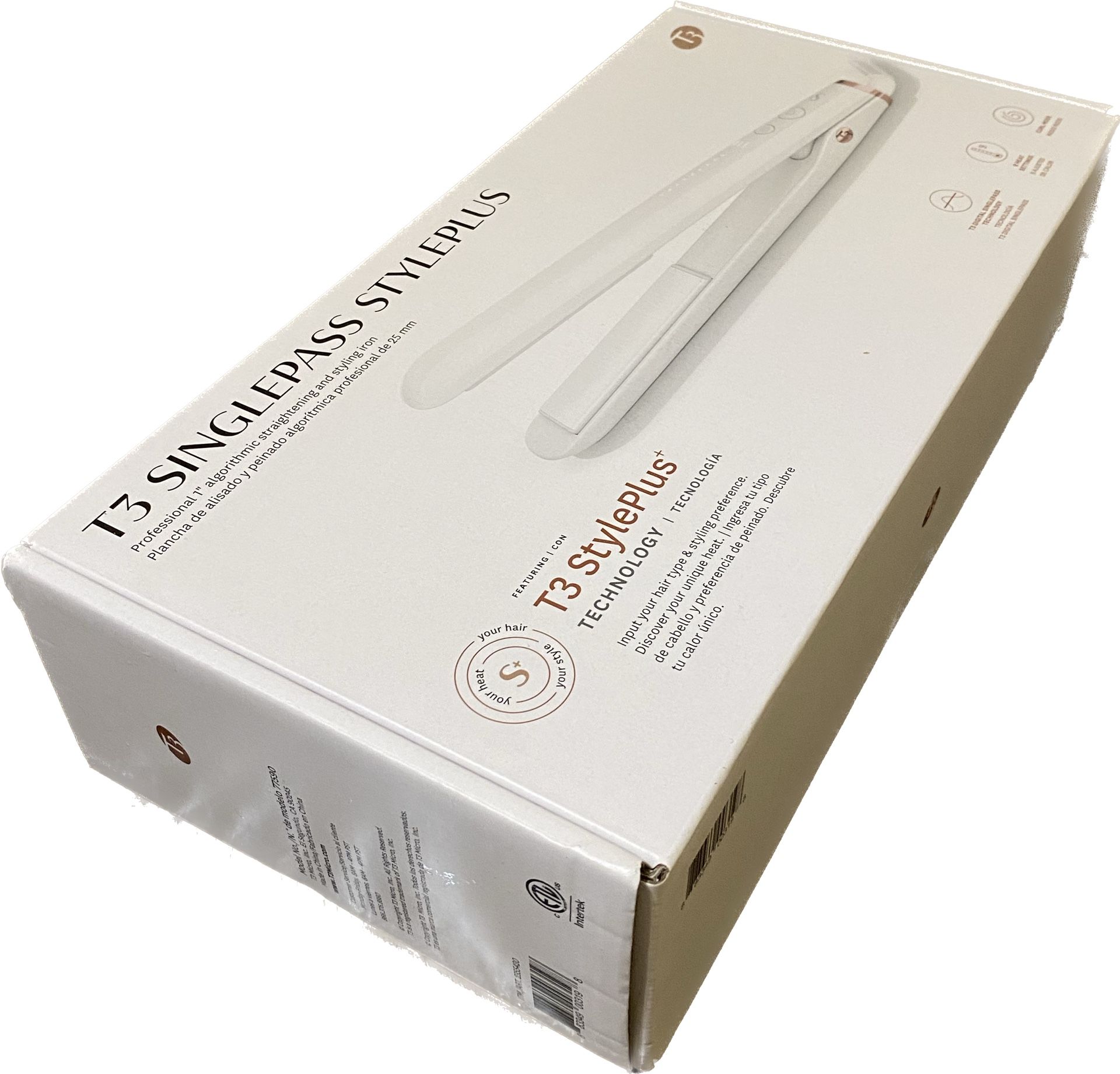 New T3 SinglePass StlyePlus 1Inch Algorithmic Straightening & Styling Iron 9 Heat Mod77590 / 20 Set