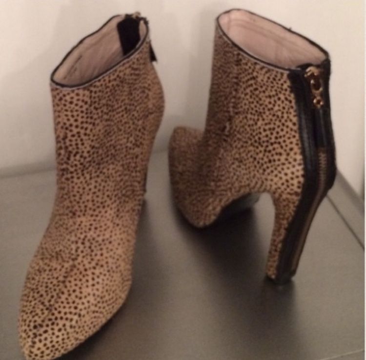 Juicy Couture calf hair leopard print booties