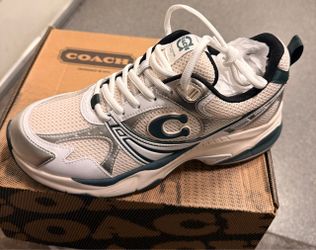 Coach Sneakers White Silver Teal Lace-Up