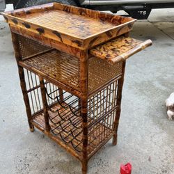Tortoise Bamboo Bar Cart With Wine Rack