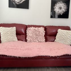 Red Leather Couch (Used Normal)