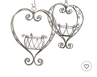 VIP Metal 28 in. Black Heart Planters Set of 2