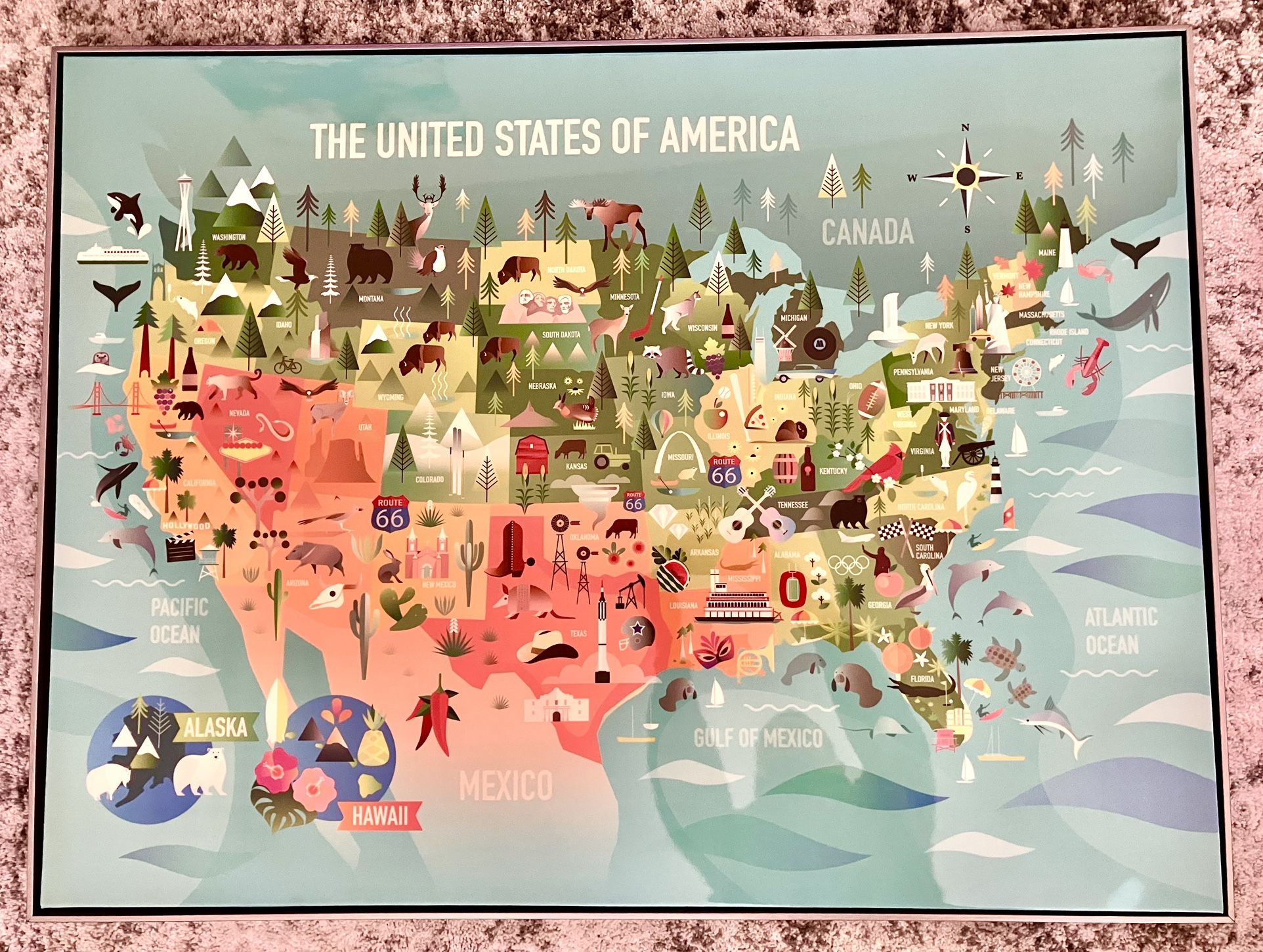 Large Wall Art Vinyl Print of UNITED STATES Cobble Hill