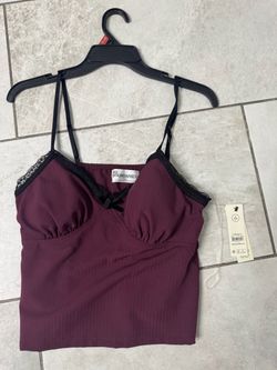 No Boundaries Burgundy Lace Trim Cami Top