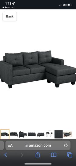 DARK GREY CONVERTIBLE SOFA