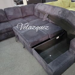 
✅️✅️"4-Piece Convertible Sectional Black color,
Sleeper Sofa, Chaise Storage, Sofa Storage & USB Port"✅️✅️
