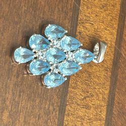 925 sterling silver v25 2.72g 1 Inch Pendant Blue Droplet 