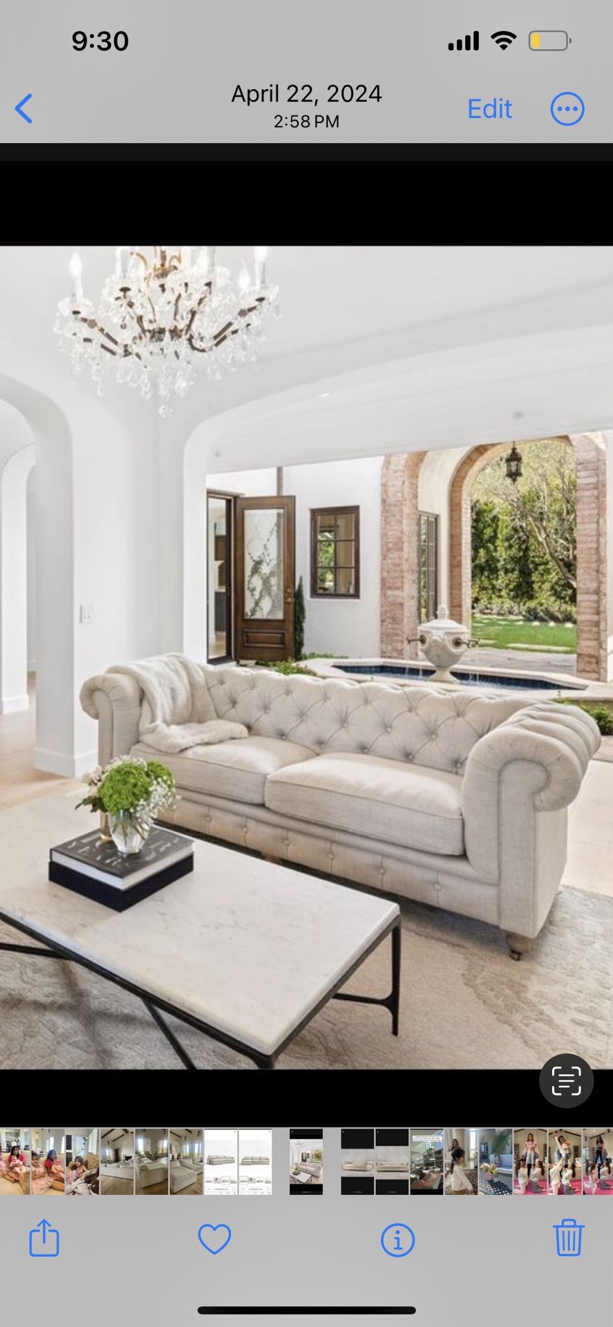 Restoration hardware Kensington Tufted Sofa