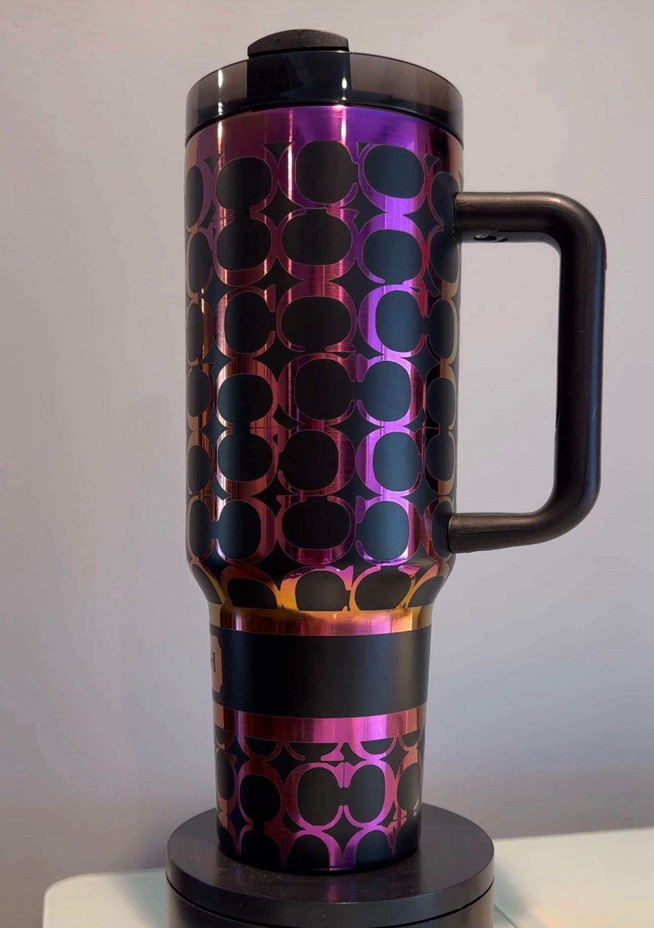 COACH Inspired 40oz Engraved Tumbler w/ lid, straw and box.