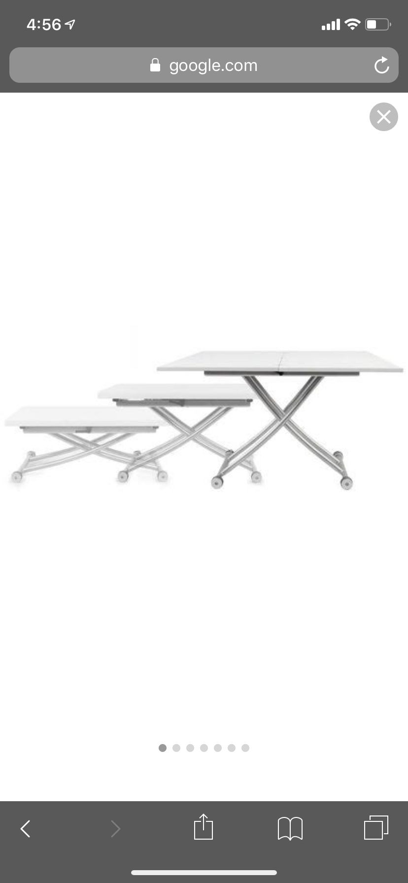 Height adjustable rectangular to square coffee to dining table. High gloss white. Near new