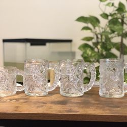 McDonald’s Batman forever clear glass 1995 Mug Set Of 4 DC