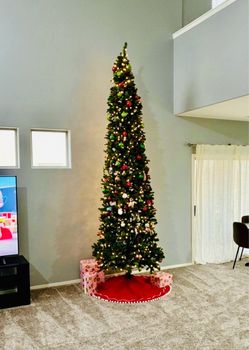 Tall Slim Artificial Christmas Tree with Lights