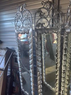 Ornate Silver Metal Framed Floor Mirror