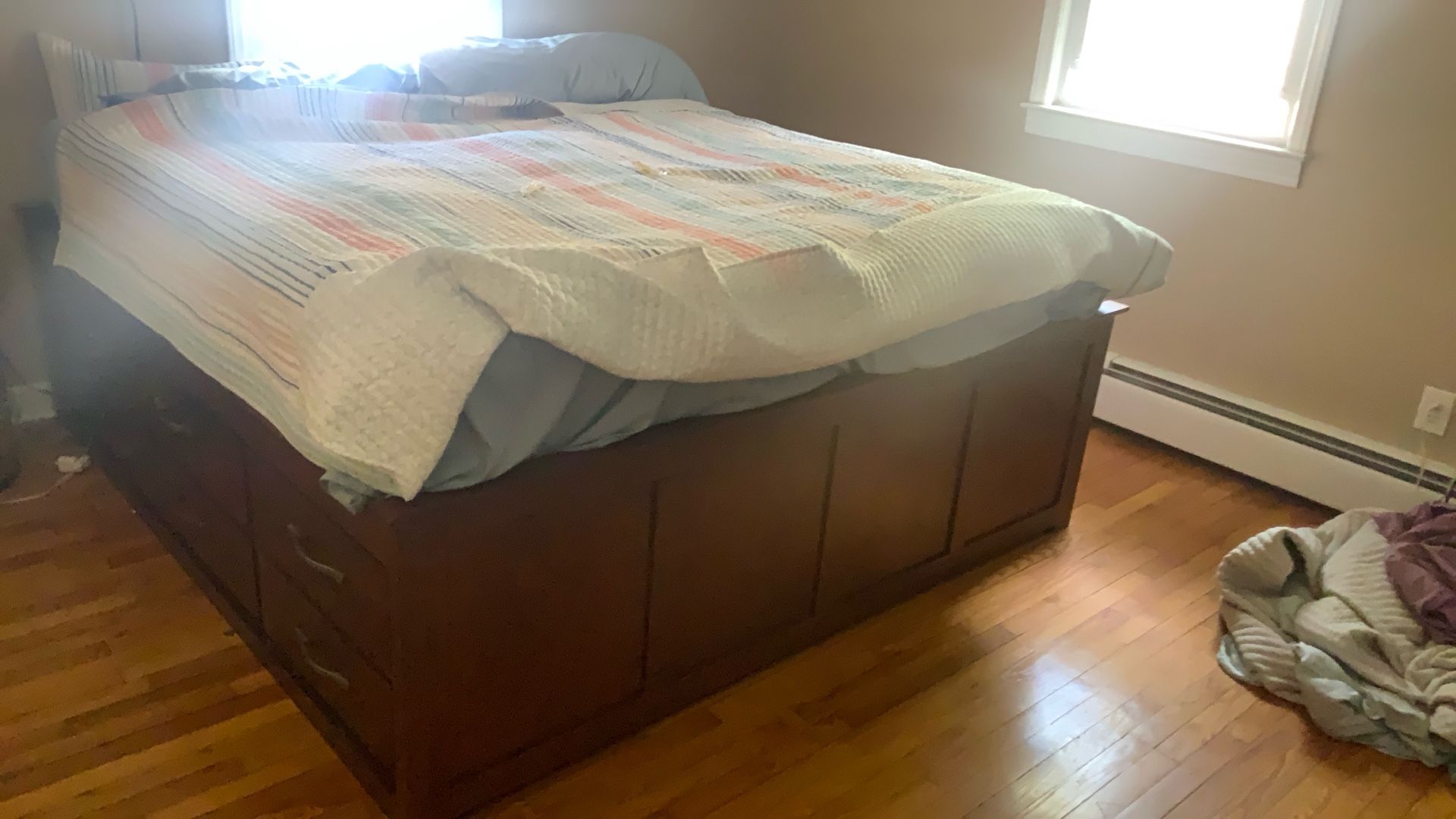 Ashley King Size All Cherry Cali King Size Bed W 12 Drawers Underneath
