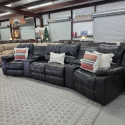 Gorgeous black leather theater Sectional Couch 🚛 CAN DELIVER TODAY 🚚