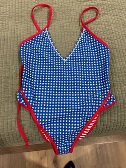 Patriotic Reversible One-Piece Swimsuit Stars and Stripes