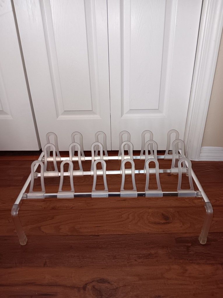 Adjustable Floor Clear Silver Shoe Rack
