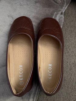 KECOM Brown Leather Ballet Flats 7