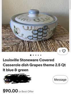 Louisville Stoneware Covered Casserole Dish Grape Pattern