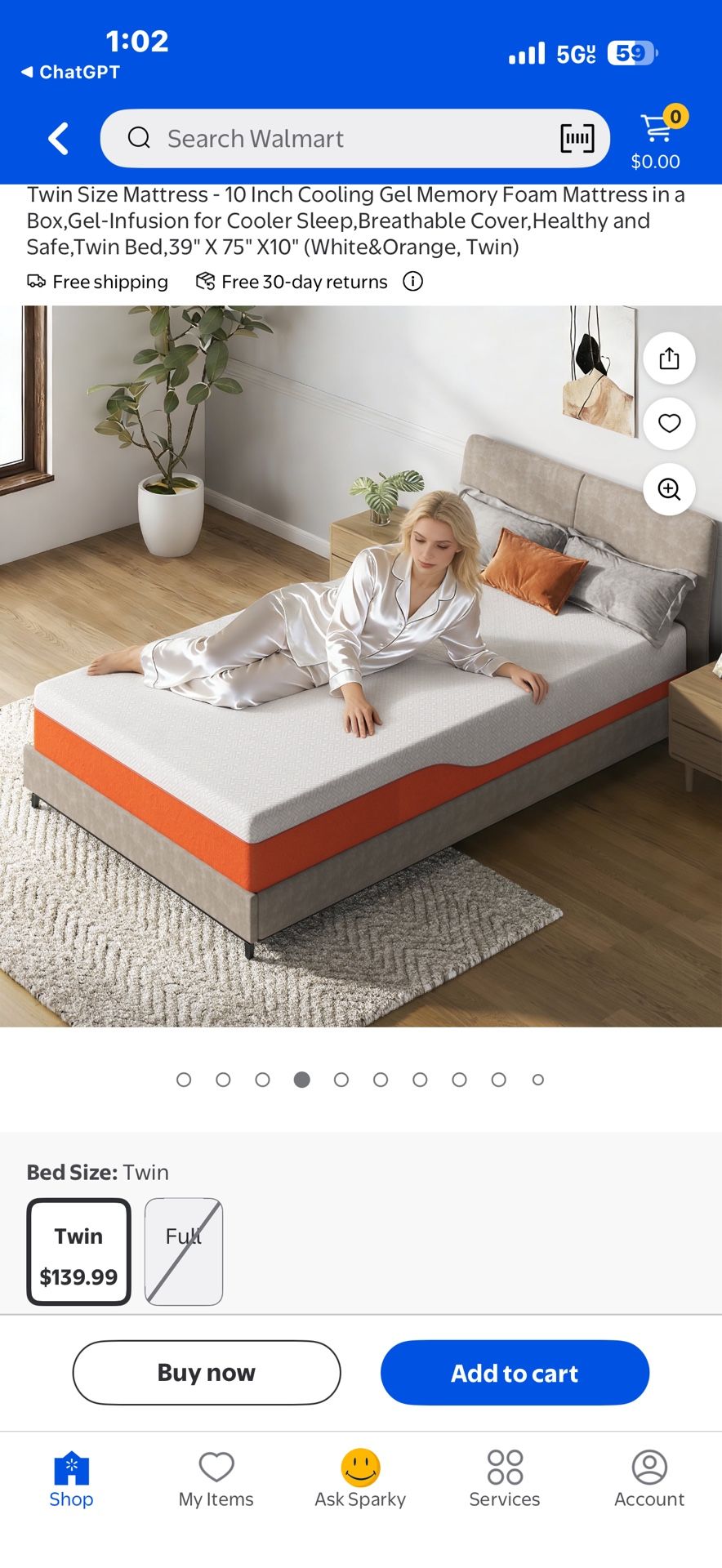 twin size bed