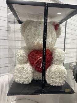 Rose Bear 26’’ White Red Heart