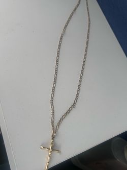 14k figaro chain with cross pendant