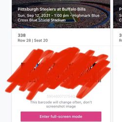 2 Steeler Tickets For Sept 12 In Buffalo 