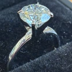 New 2.52 Carat Round Diamond Engagement Ring 14k White Gold