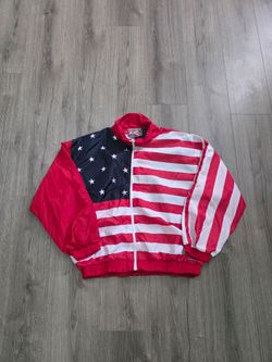 Vintage USA Flag Windbreaker Jacket Mens Size XL