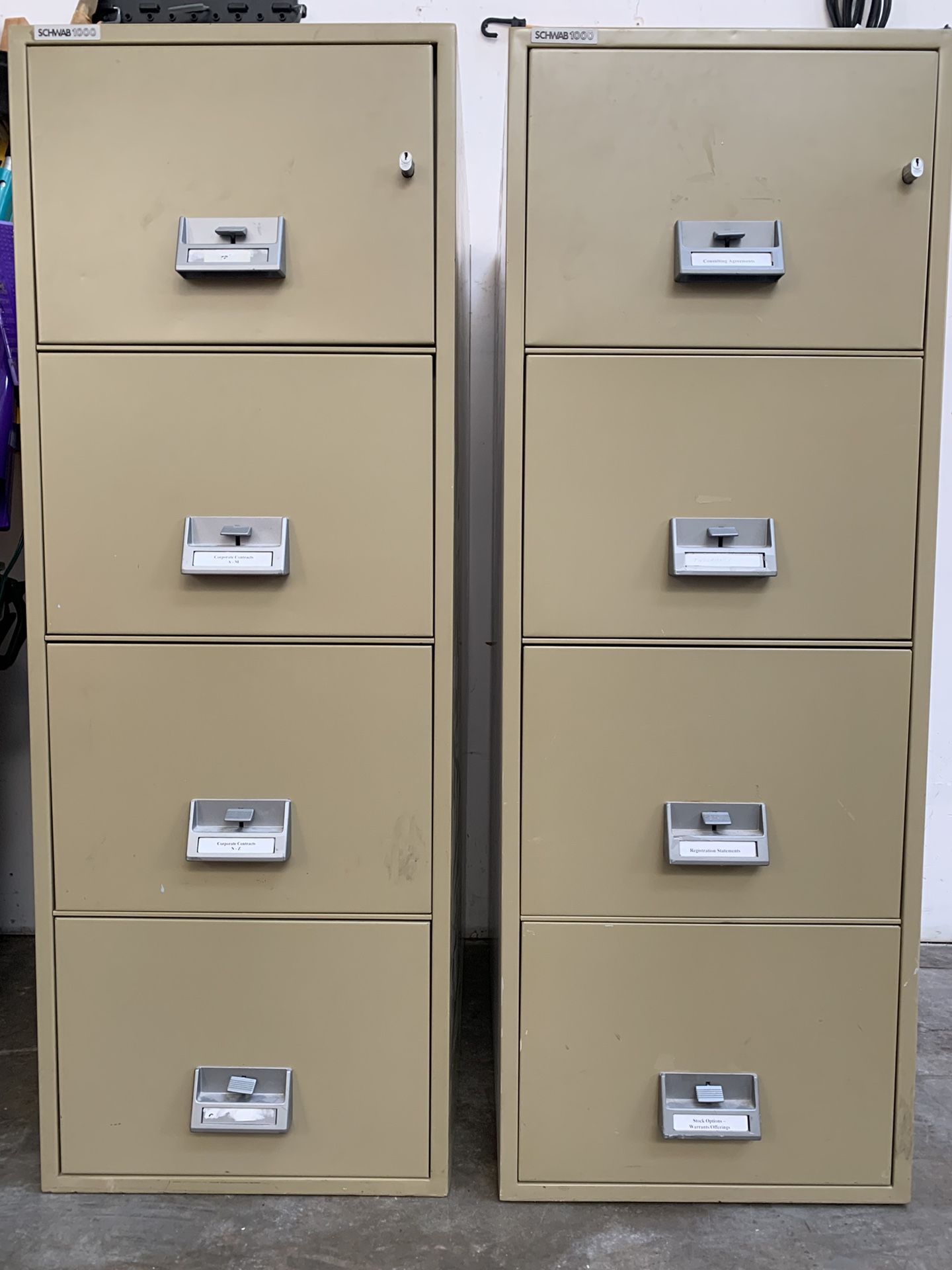 2 Schwab 1000 fire proof file cabinets