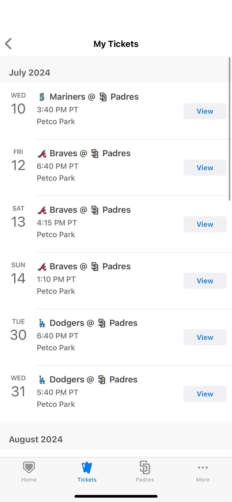 Padres Vs Braves Saturday 7/13 $45 Each 2 Tickets