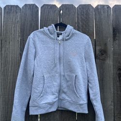 Women’s Grey True Religion Pink Rhinestone Zip Up Hoodie