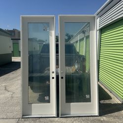 Exterior 8ft Full Glass Door With Frame 32x96 36x96