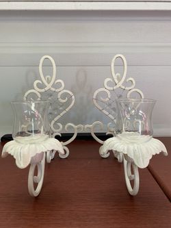 White Partylite Candle Sconces
