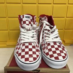 Vans Filmore Hi Casual Womens Size 6.5 Sneakers Shoes Checkerboard Red White New