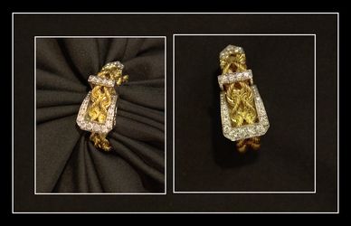 Distinguished Men's18K Gold Ring with 19 diamonds / Size 10-1/2