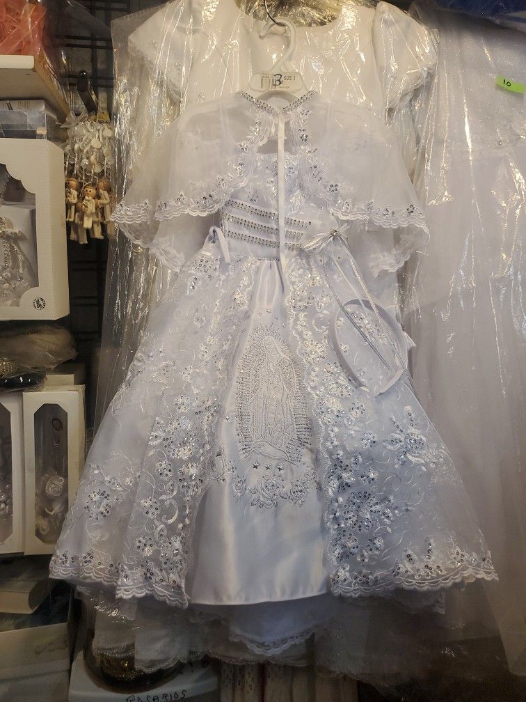 NEW Baptism Dress w. Virgin Mary Image Size 3