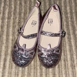 Baby Gap Pink Sparkly Unicorn Shoes Ballet Flats Size 7