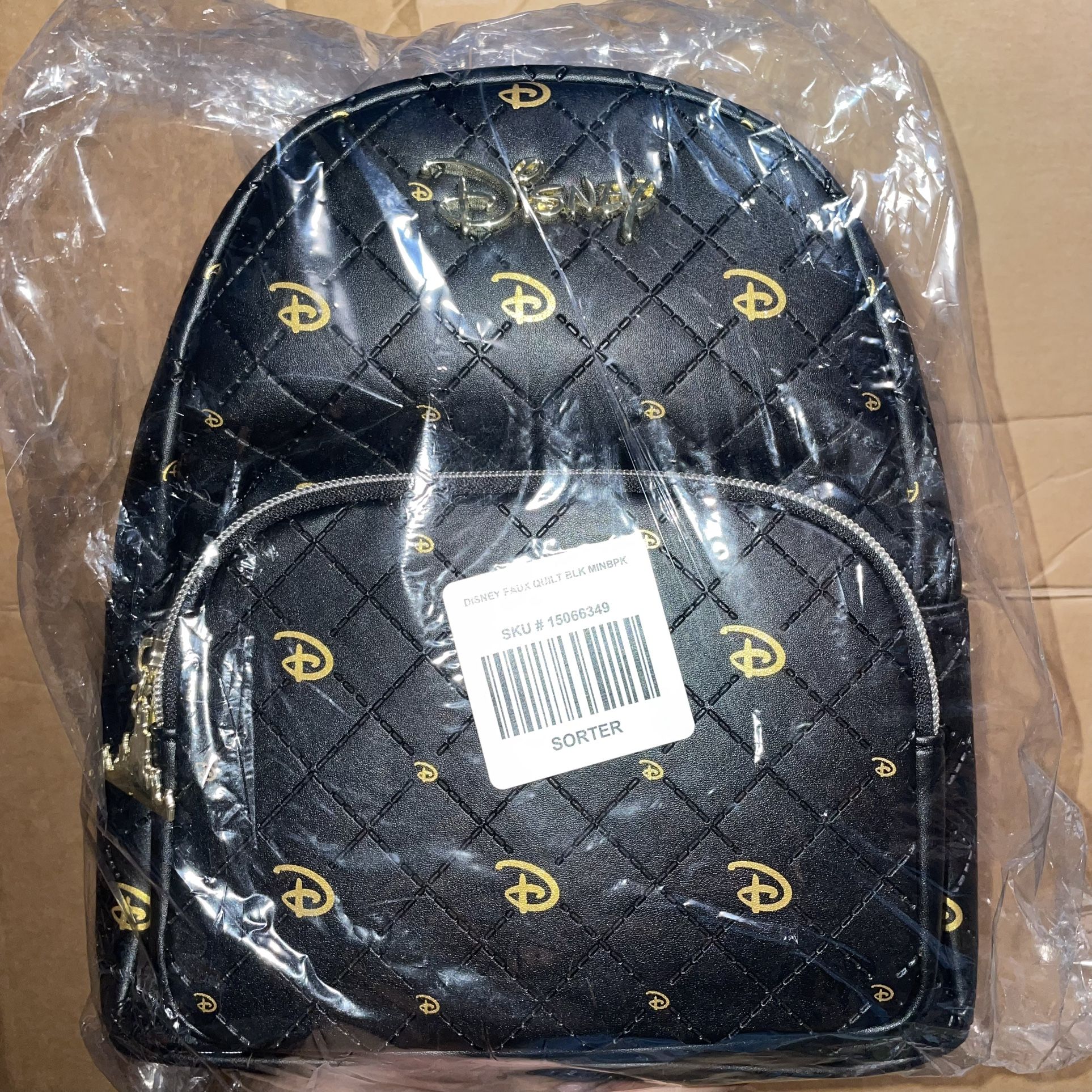 Disney x Loungefly‎ Gold Icon Black Quilted Mini Backpack Faux Leather Hot Topic Mickey Mouse Main Attraction Loungefly Mini Backpack Pirates  main image 3