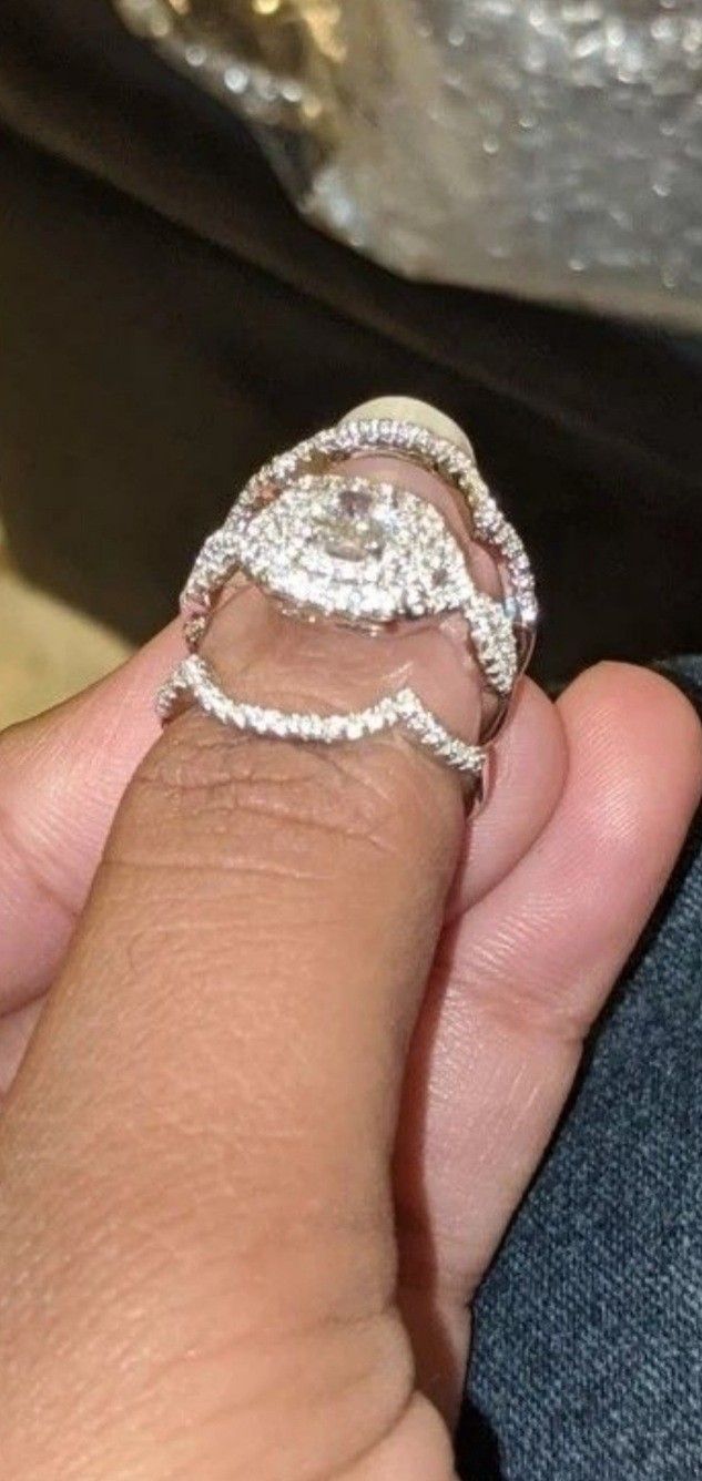 Solid 925 sterling siver iced out Wedding, Party, Engagement ring