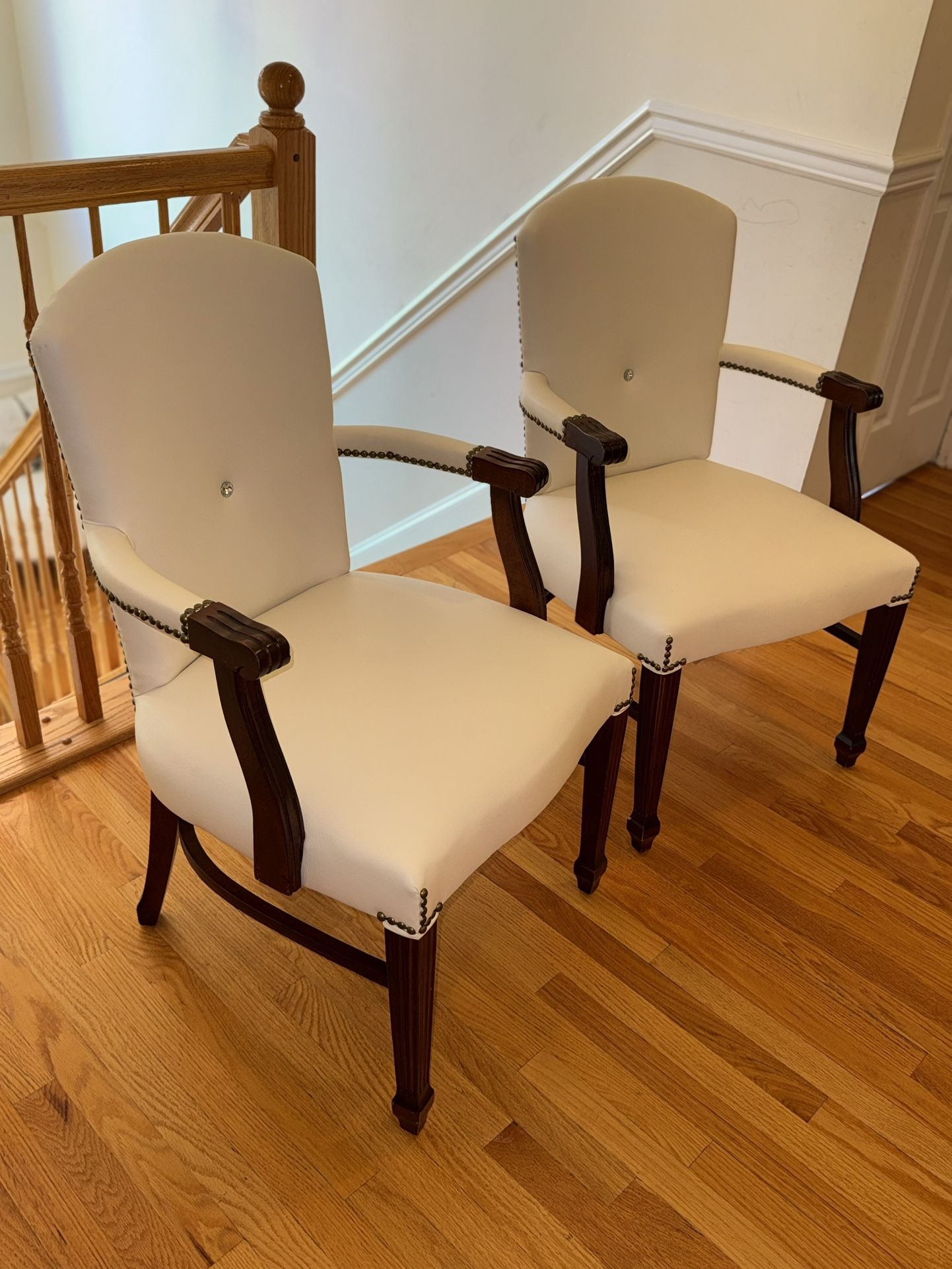 Two Reupholstered Antique Chairs