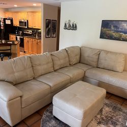 Off White Sectional With Chaise. Ottoman Included 