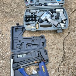 Air Tools Set Nailer Ratchet Impact Grinder Chisel Hammer