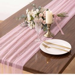 Pink Pearl Tulle Table Runner 10FT 