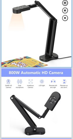 8MP Document Camera & Webcam 4K with Dual Microphones